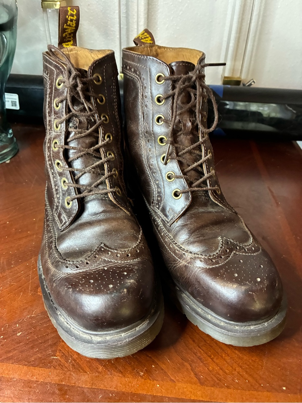 Dr. Martens Docs Fitzroy Ankle Boots Wingtip Combat Brown Leather Men’s 9